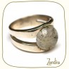 Bague quartz rutilé noir et argent