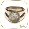 Bague quartz rutilé noir et argent