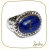Bague ovale en argent et pierre bleue (lapis-lazuli)