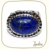 Bague ovale en argent et pierre bleue (lapis-lazuli)