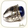 Bague ovale en argent et pierre bleue (lapis-lazuli)