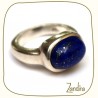 Bague simple en argent et lapis-lazuli