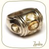 Bague argent et citrine (jaune)