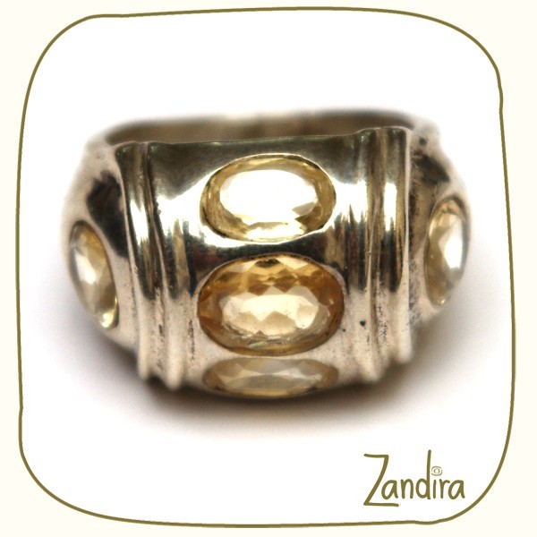 Bague argent et citrine (jaune)