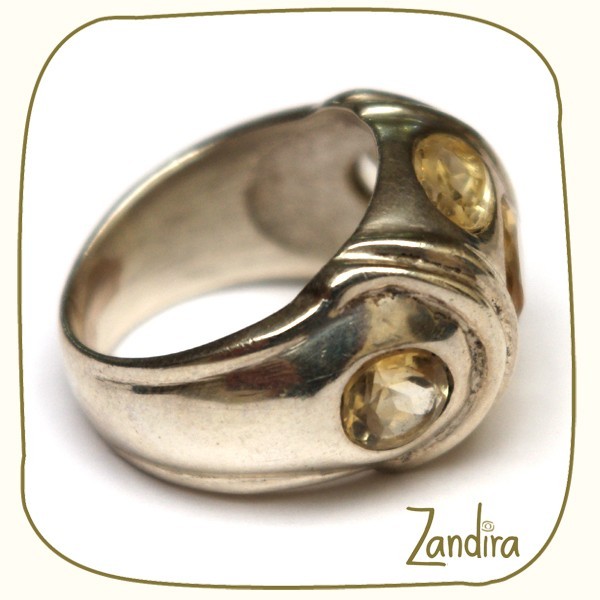 Bague argent et citrine (jaune)