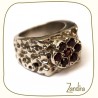 Bague "sculptée" grenat et argent