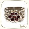 Bague "sculptée" grenat et argent