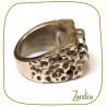Bague "sculptée" grenat et argent