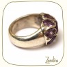 Bague fantaisie améthyste et argent