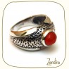 Bague anneau petite cornaline et argent