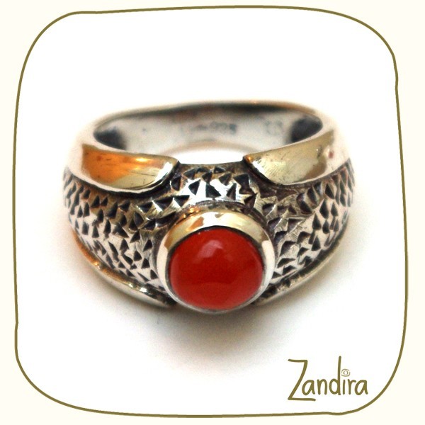 Bague anneau petite cornaline et argent