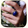 Bague ovale en argent et pierre bleue (lapis-lazuli)