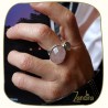 Bague facettée quartz rose et argent