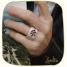 Bague "sculptée" grenat et argent
