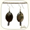 Boucles d'oreilles en labradorite et argent - Pierre gris bleu