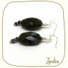 Boucles d'oreilles en labradorite et argent - Pierre gris bleu