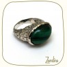 Grosse bague verte en malachite et argent
