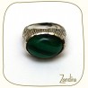 Grosse bague verte en malachite et argent