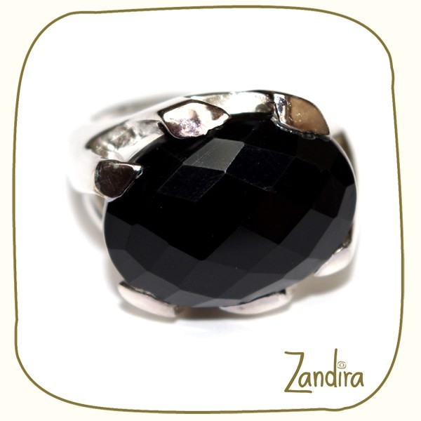 Onyx noir sur monture argent