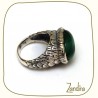 Grosse bague verte en malachite et argent