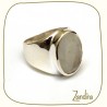 Pierre de lune montée sur argent - Bague homme ou femme