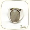 Pierre de lune montée sur argent - Bague homme ou femme