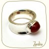 Bague large et petite pierre orange de cornaline