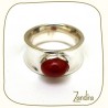 Bague large et petite pierre orange de cornaline