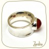 Bague large et petite pierre orange de cornaline