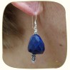 Boucles d'oreilles en lapis lazuli et argent - Pierre bleue