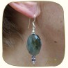 Boucles d'oreilles en labradorite et argent - Pierre gris bleu
