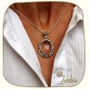 Pendentif oval de quartz rose et argent