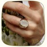 Pierre de lune montée sur argent - Bague homme ou femme