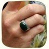 Grosse bague verte en malachite et argent
