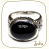Pierre d'onyx noir monté sur argent