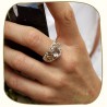 Jolie bague femme en cristal de roche et argent