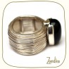 Bague fantaisie en argent et pierre noire (onyx)