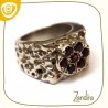 Bague "sculptée" grenat et argent