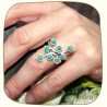 Pierres turquoise sur bague argent femme