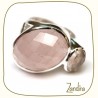 Bague facettée quatrz rose et argent